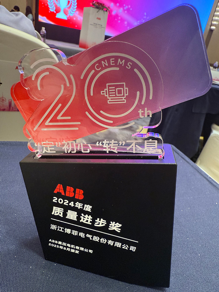w66利来电气荣获ABB&ldquo;质量进取奖&rdquo;&mdash;&mdash;&mdash;国产模压磁性槽楔YD3955实现高端电机领域进口代替